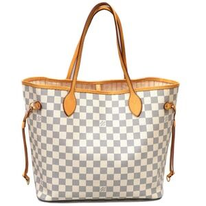 Louis Vuitton Neverfull Damier Azur White Canvas Tote Bag Shoulder